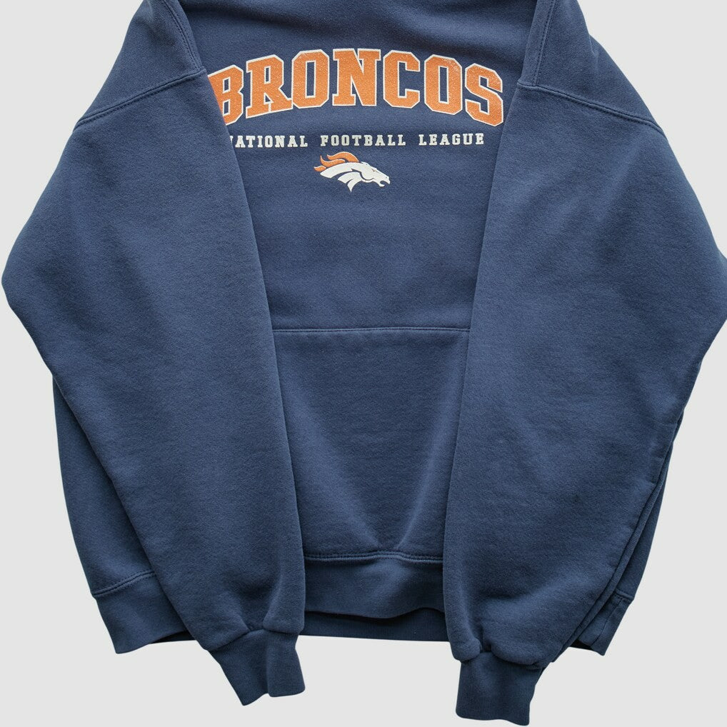 Denver Broncos 2000s Hooded Pullover Sweatshirt Navy Vintage | Fanatics