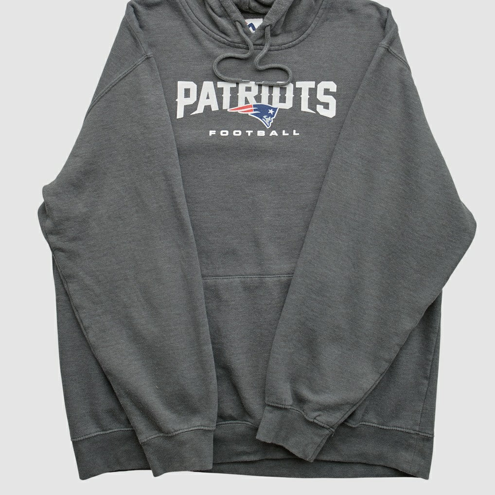 New England Patriots Majestic 2010s Hooded Pullover Sweatshirt Charcoal Vintage | Fanatics
