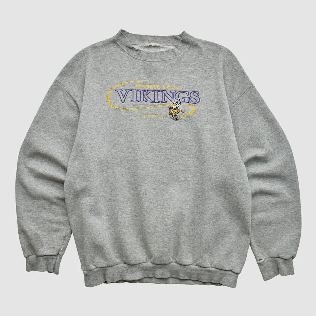 Minnesota Vikings 90s Pullover Sweatshirt Heather Gray Vintage | Fanatics