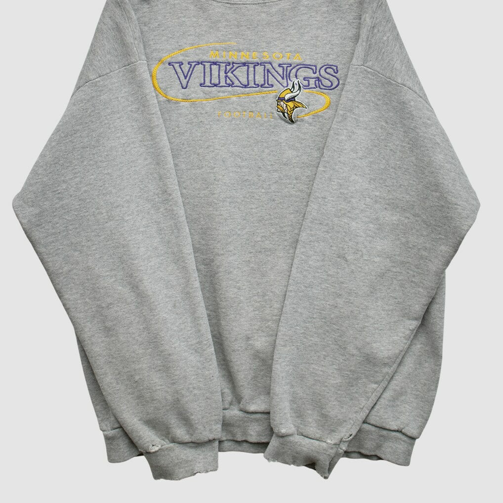 Minnesota Vikings 90s Pullover Sweatshirt Heather Gray Vintage | Fanatics