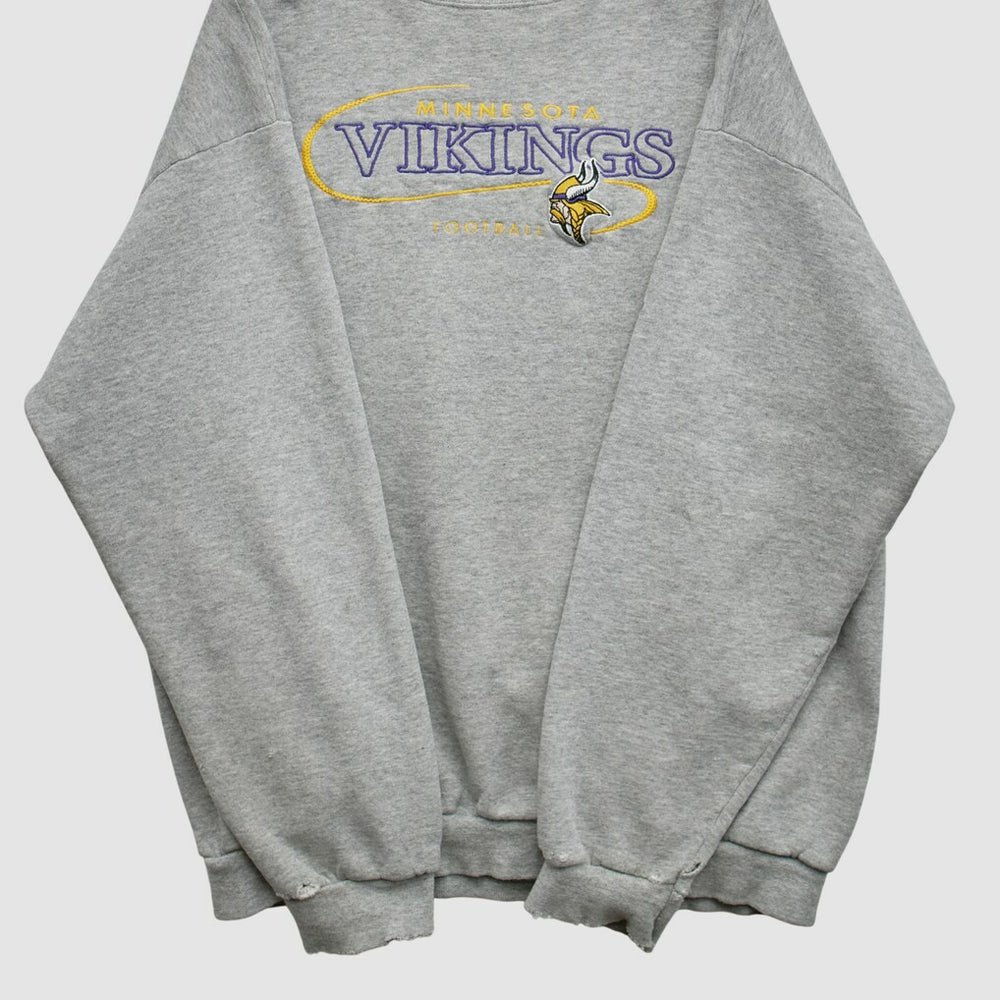 Minnesota Vikings 90s Pullover Sweatshirt Heather Gray Vintage | Fanatics