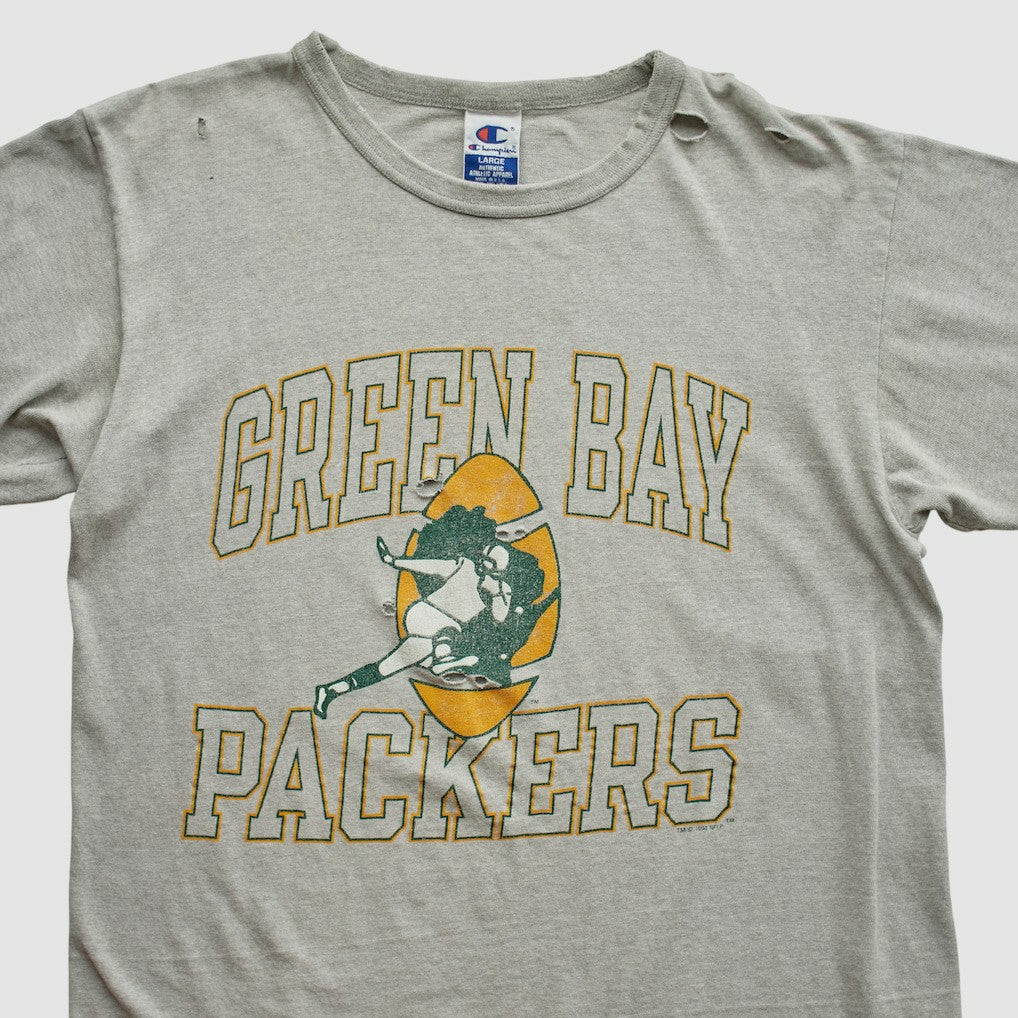 Green Bay Packers Champion 90s T-shirt Heather Gray Vintage | Fanatics