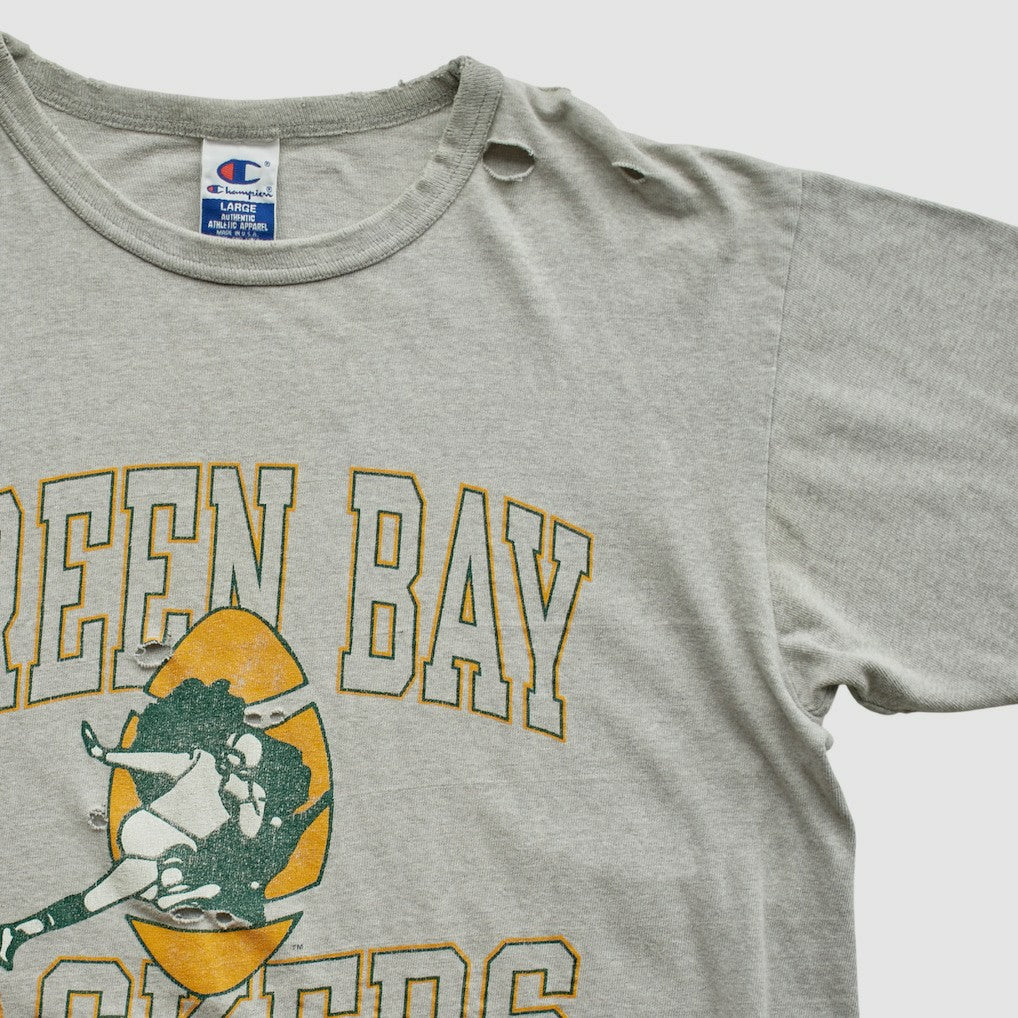 Green Bay Packers Champion 90s T-shirt Heather Gray Vintage | Fanatics