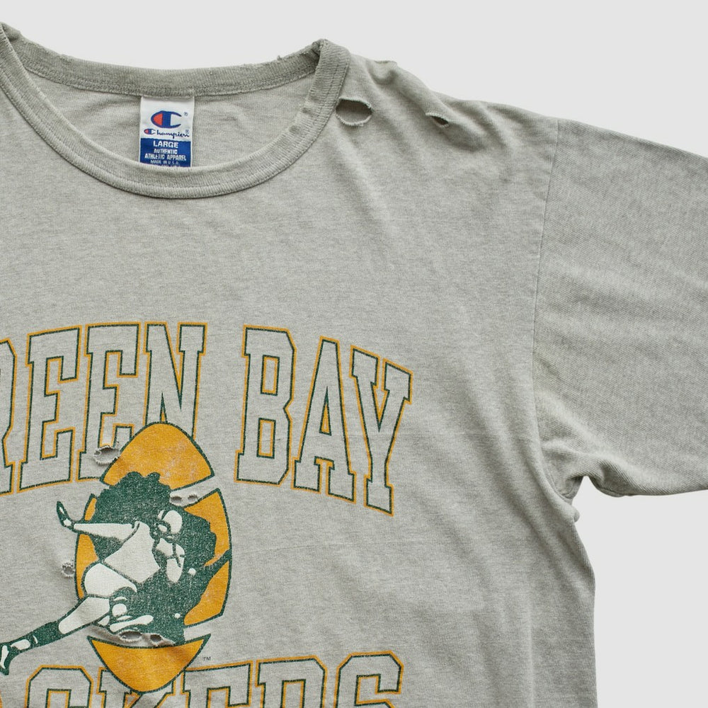 Green Bay Packers Champion 90s T-shirt Heather Gray Vintage | Fanatics