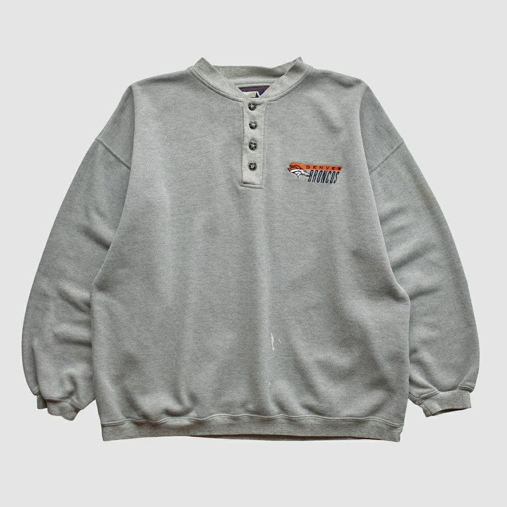 Denver Broncos Starter 90s Pullover Sweatshirt Heather Gray Vintage | Fanatics