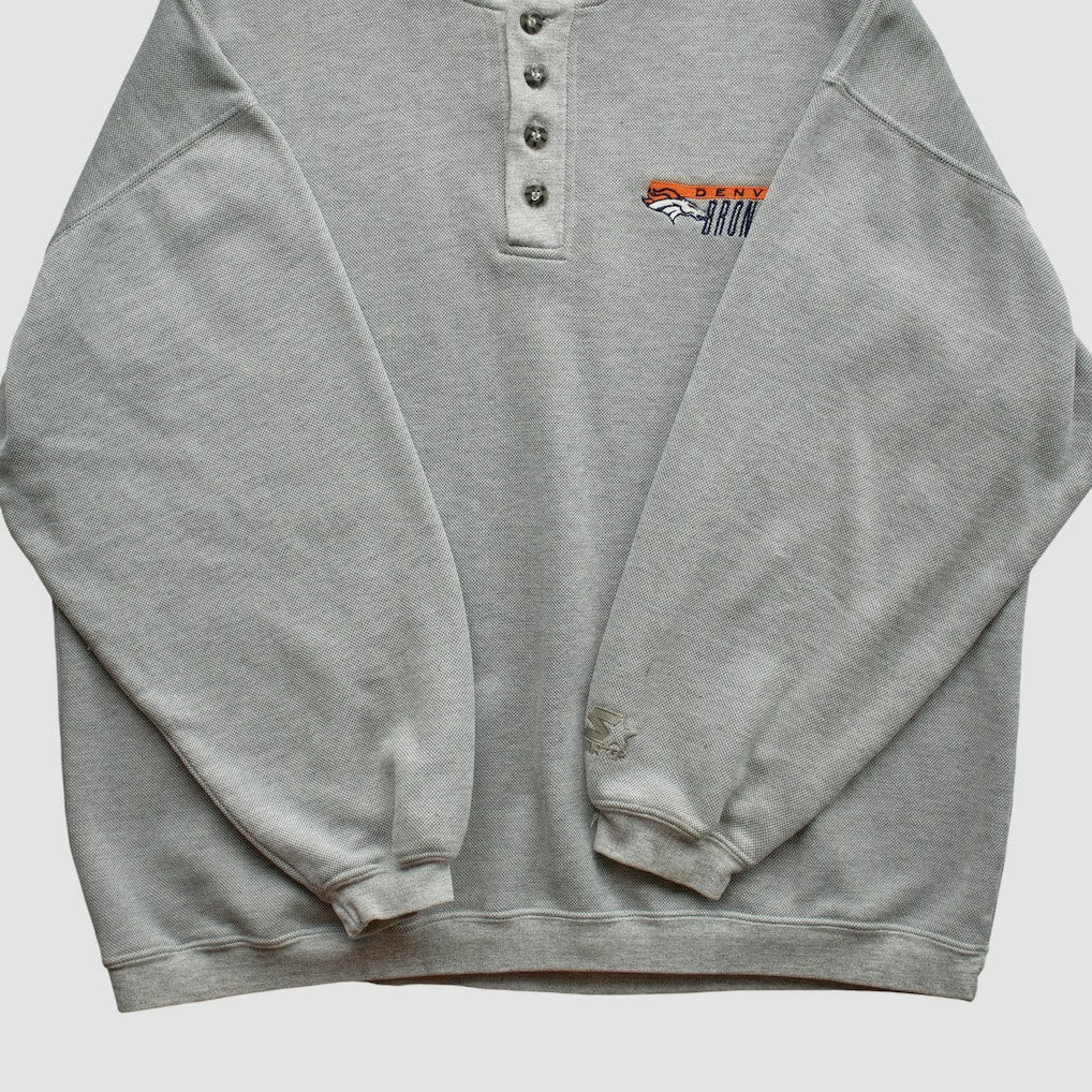 Denver Broncos Starter 90s Pullover Sweatshirt Heather Gray Vintage | Fanatics