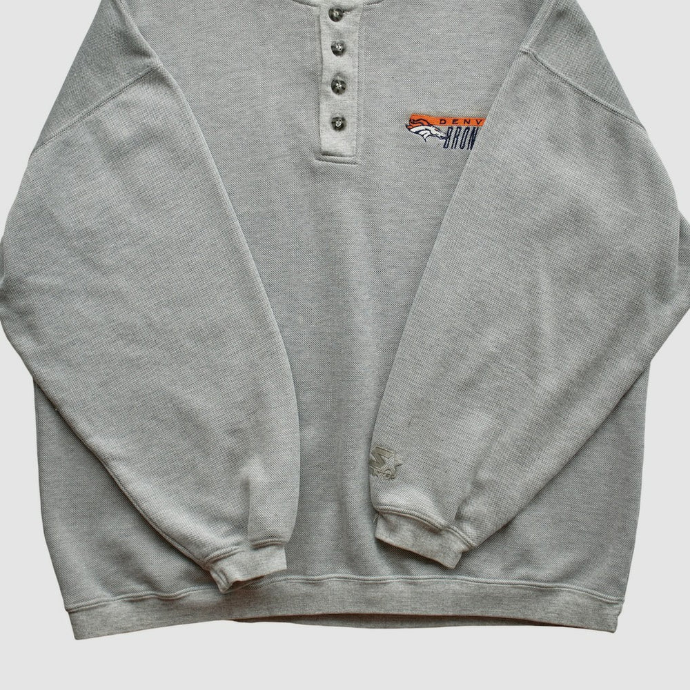 Denver Broncos Starter 90s Pullover Sweatshirt Heather Gray Vintage | Fanatics