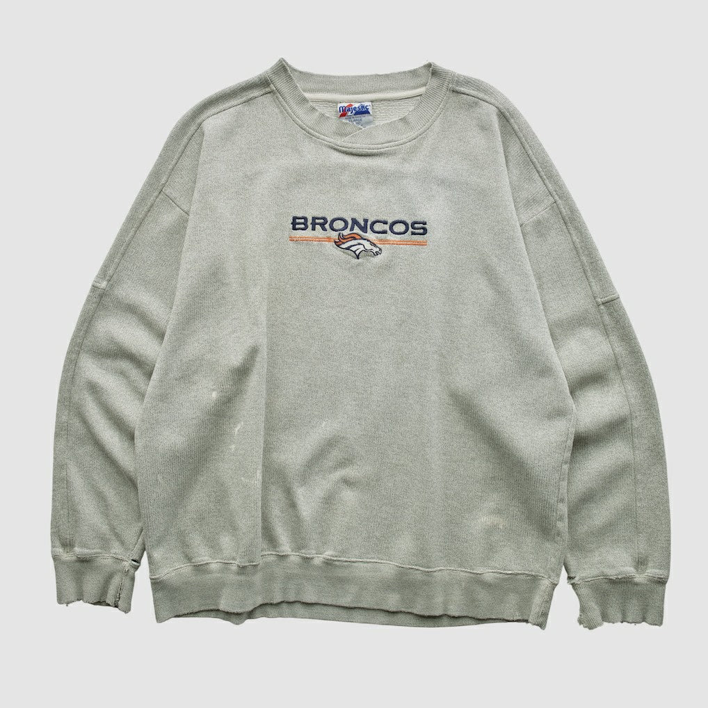Denver Broncos Majestic 2000s Pullover Sweatshirt Heather Gray Vintage | Fanatics