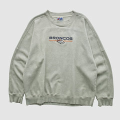 Denver Broncos Majestic 2000s Pullover Sweatshirt Heather Gray Vintage | Fanatics