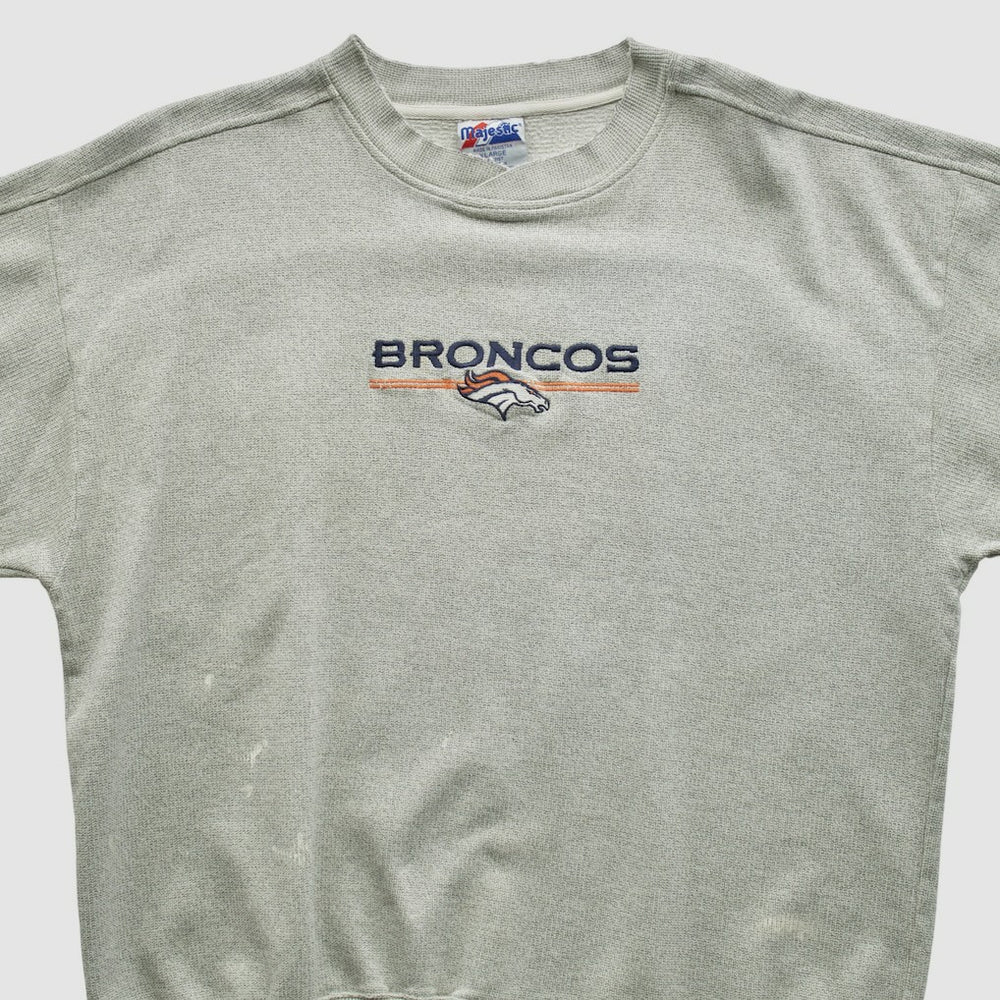 Denver Broncos Majestic 2000s Pullover Sweatshirt Heather Gray Vintage | Fanatics