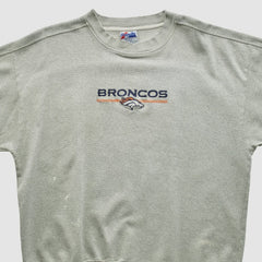 Denver Broncos Majestic 2000s Pullover Sweatshirt Heather Gray Vintage | Fanatics