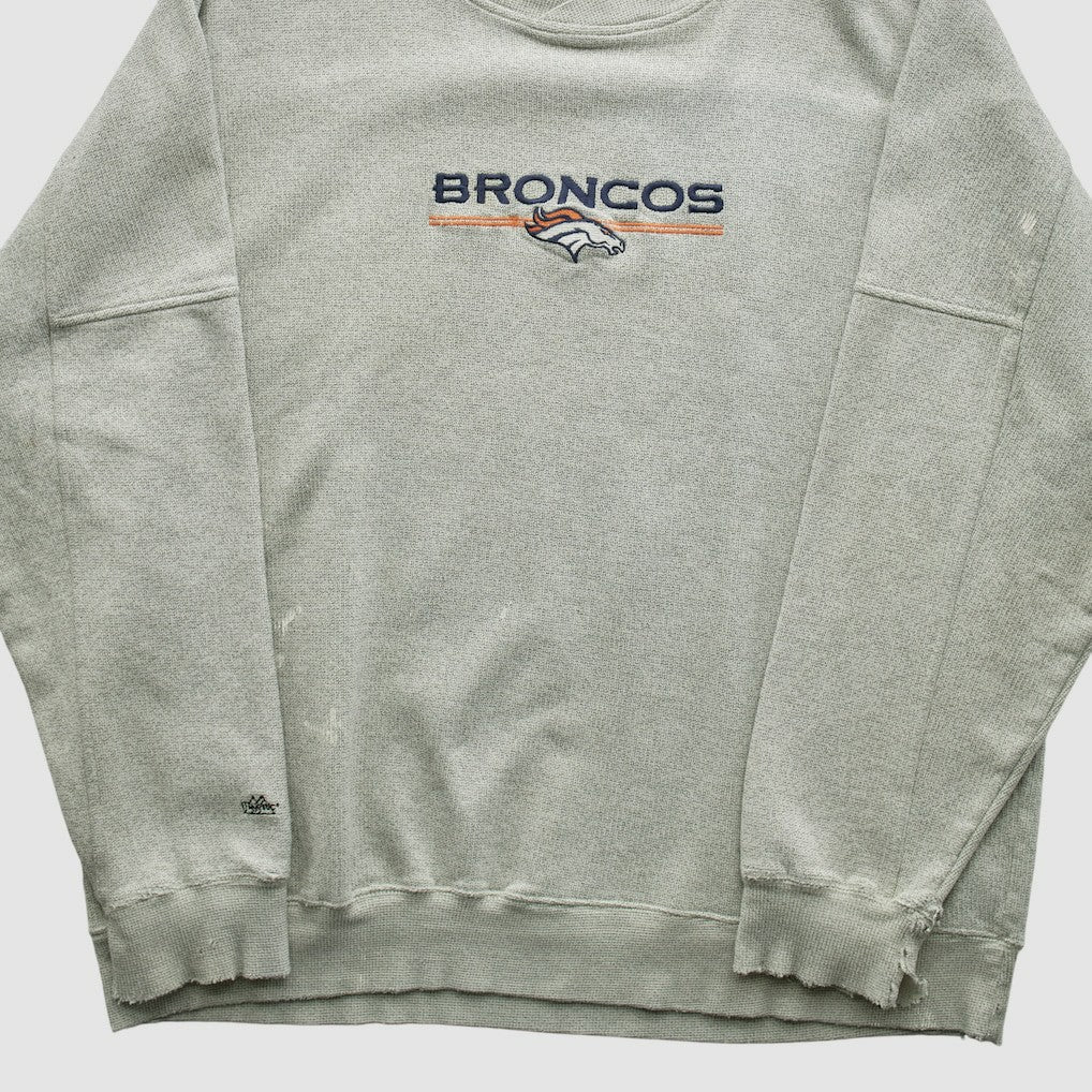 Denver Broncos Majestic 2000s Pullover Sweatshirt Heather Gray Vintage | Fanatics