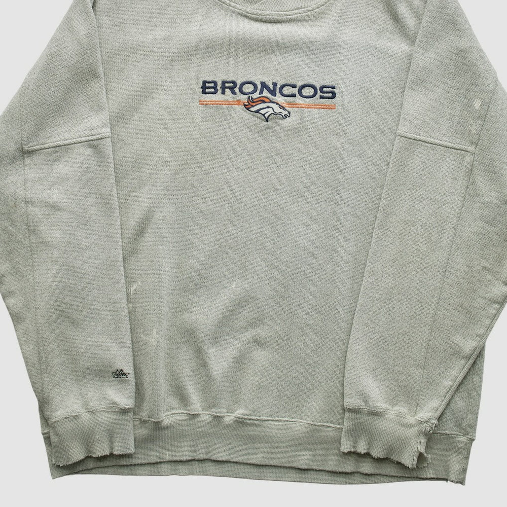 Denver Broncos Majestic 2000s Pullover Sweatshirt Heather Gray Vintage | Fanatics