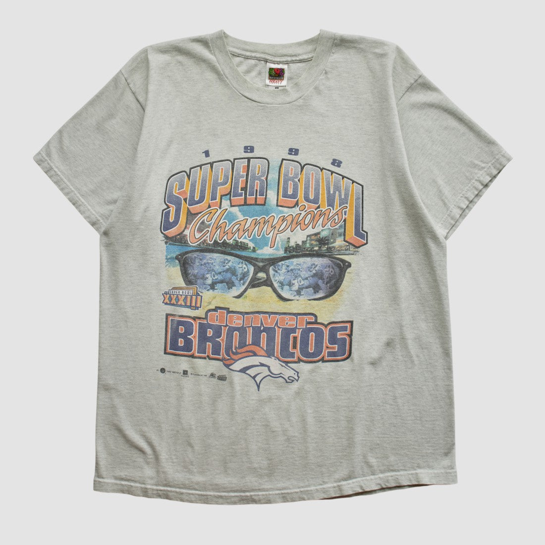 Super Bowl XXXIII Fruit of The Loom 1998 T-shirt Heather Gray Vintage | Fanatics
