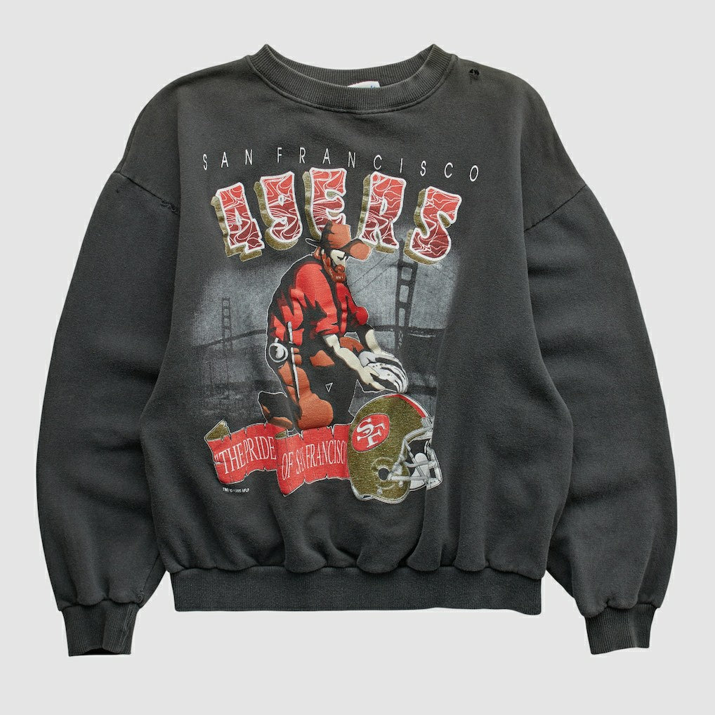 San Francisco 49ers All Out Fan 90s Pullover Sweatshirt Black Vintage | Fanatics