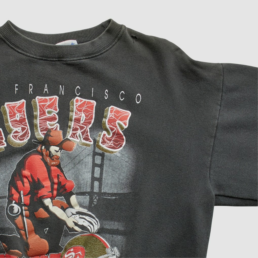 San Francisco 49ers All Out Fan 90s Pullover Sweatshirt Black Vintage | Fanatics