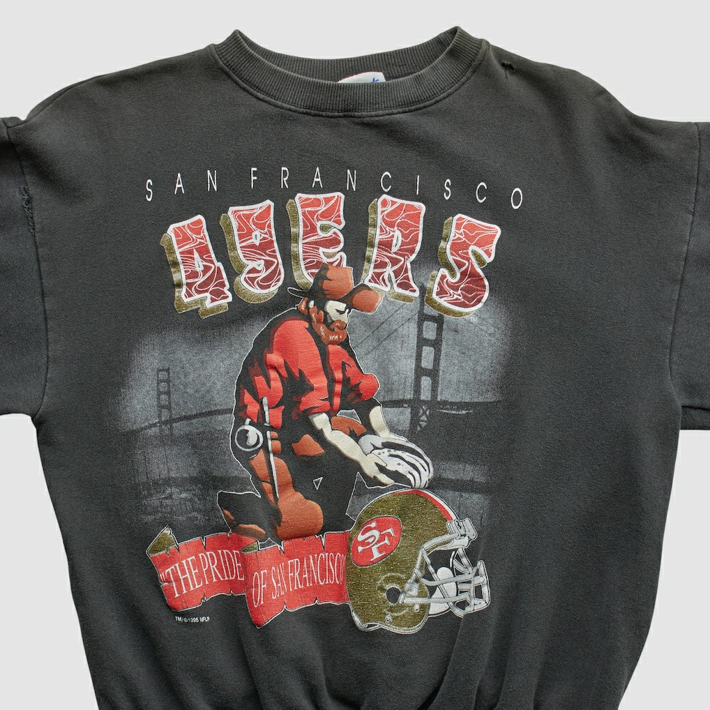 San Francisco 49ers All Out Fan 90s Pullover Sweatshirt Black Vintage | Fanatics