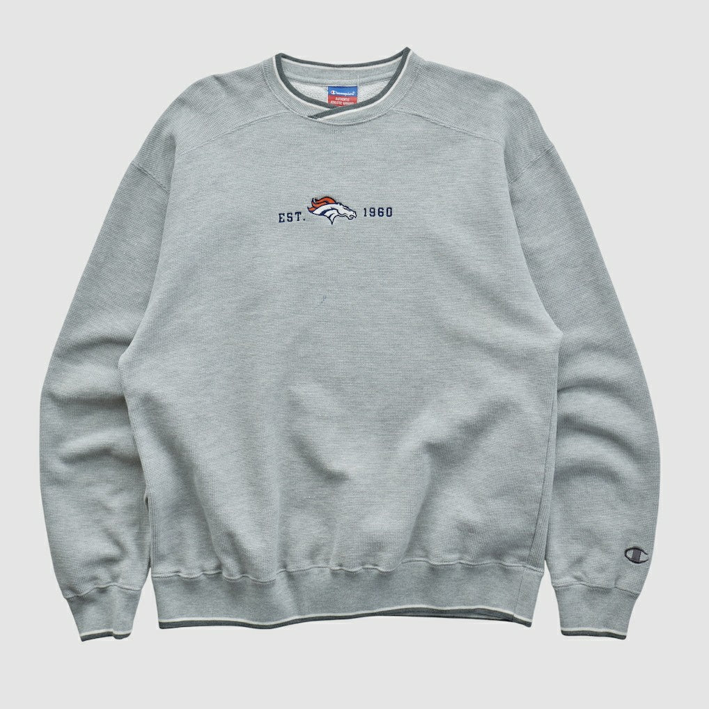 Denver Broncos Champion 2000s Pullover Sweatshirt Heather Gray Vintage | Fanatics