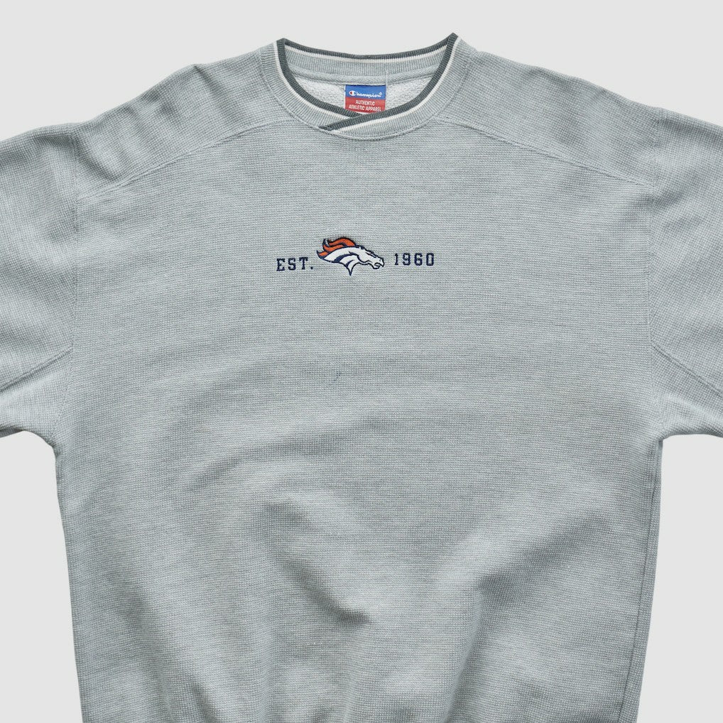 Denver Broncos Champion 2000s Pullover Sweatshirt Heather Gray Vintage | Fanatics