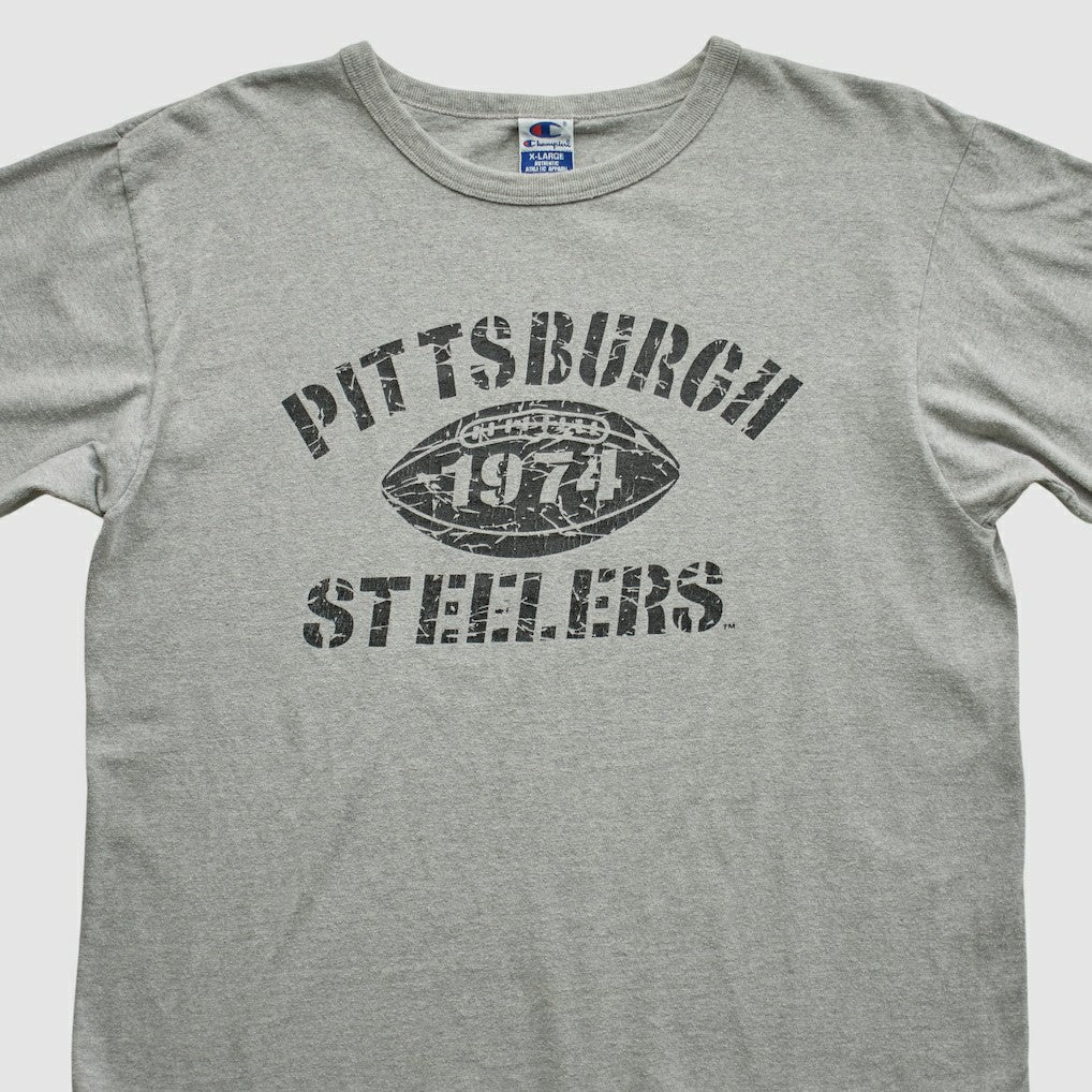 Pittsburgh Steelers Champion 90s T-shirt Heather Gray Vintage | Fanatics