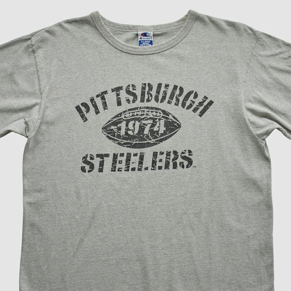Pittsburgh Steelers Champion 90s T-shirt Heather Gray Vintage | Fanatics