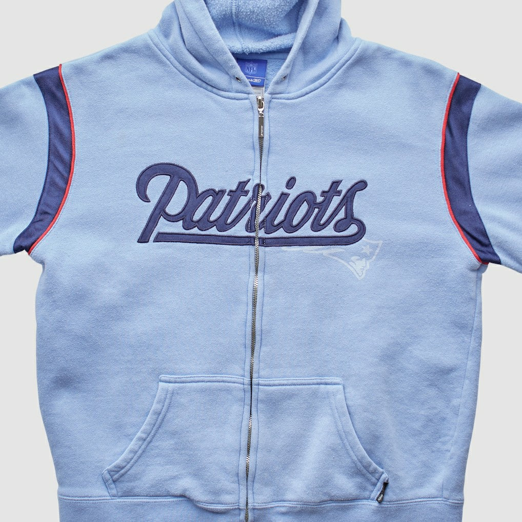 New England Patriots Reebok 2000s Hooded Full Zip Sweatshirt Light Blue Vintage | Fanatics