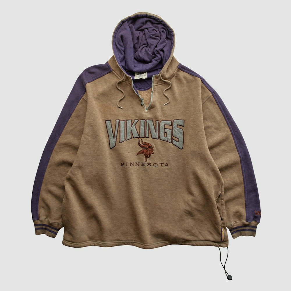 Minnesota Vikings Lee Sport 90s Hooded 1/4 Zip Sweatshirt Clay Vintage | Fanatics