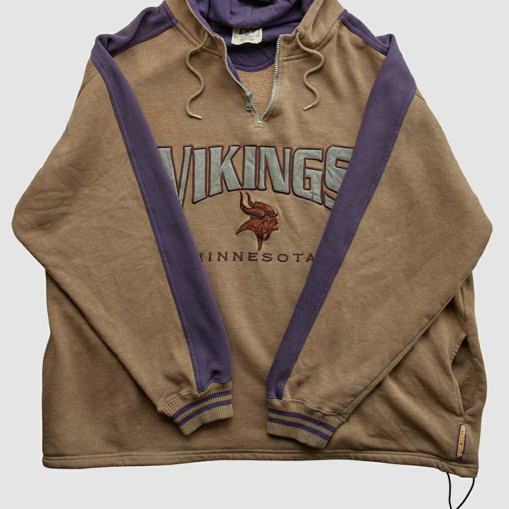 Minnesota Vikings Lee Sport 90s Hooded 1/4 Zip Sweatshirt Clay Vintage | Fanatics