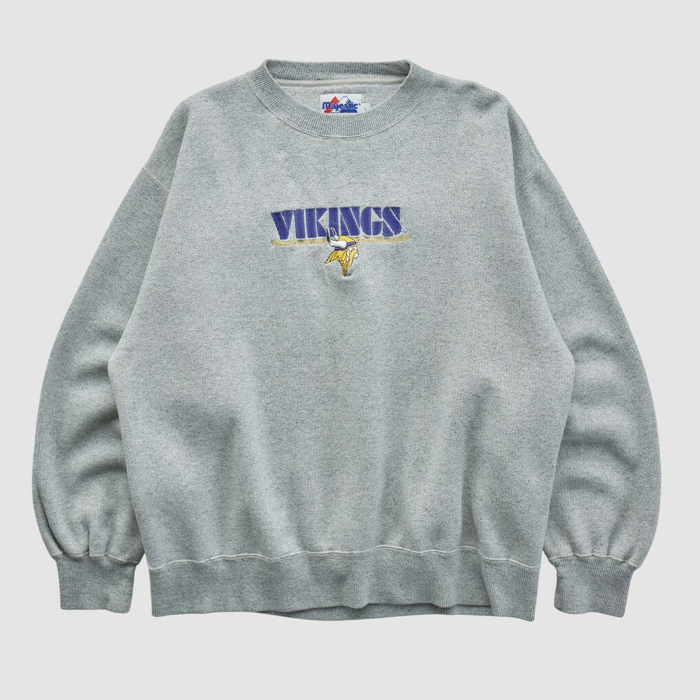 Minnesota Vikings Majestic 2000s Pullover Sweatshirt Heather Gray Vintage | Fanatics