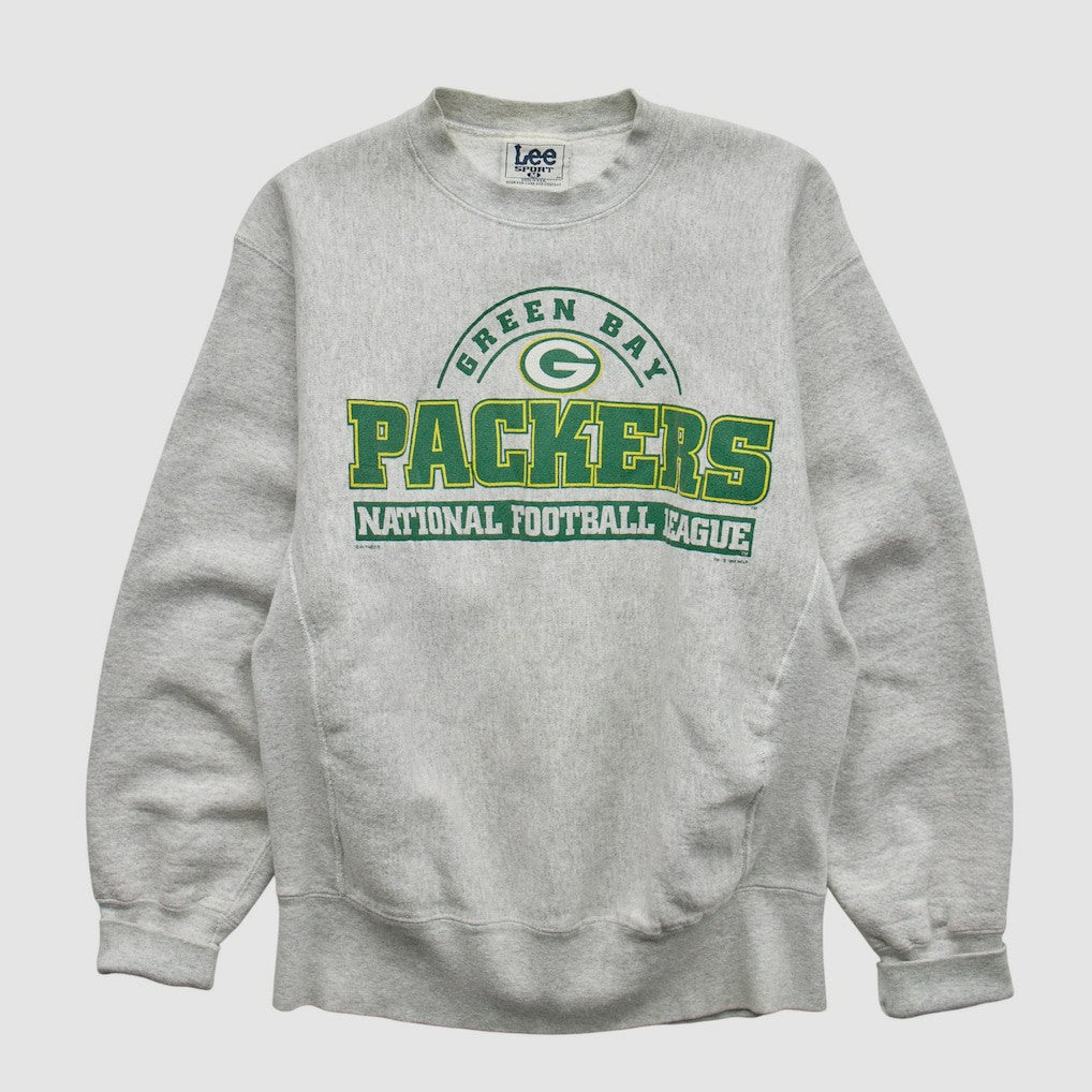 Green Bay Packers Lee Sport 90s Pullover Sweatshirt Heather Gray Vintage | Fanatics