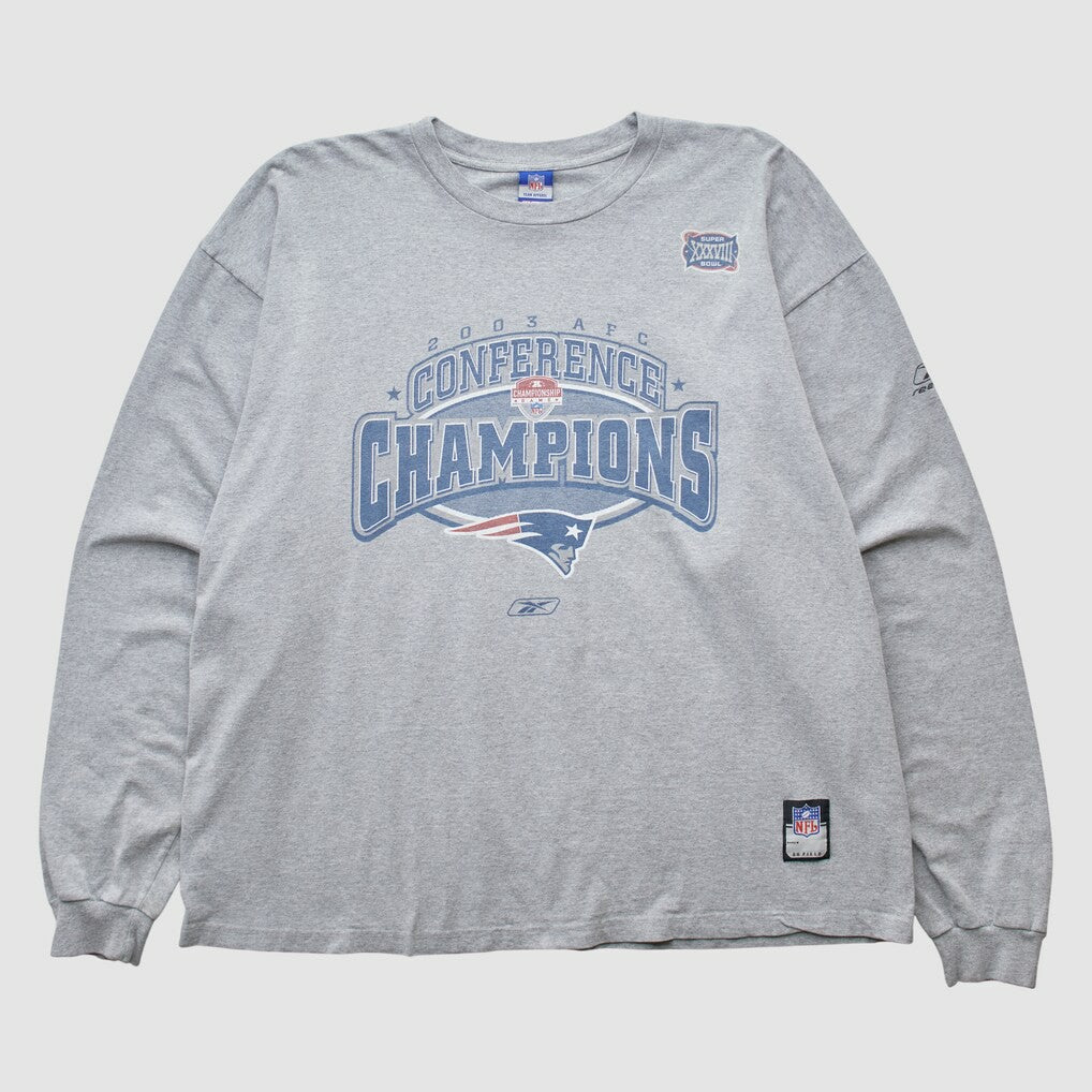 New England Patriots Reebok 2003 Long Sleeve T-shirt Heather Gray Vintage | Fanatics