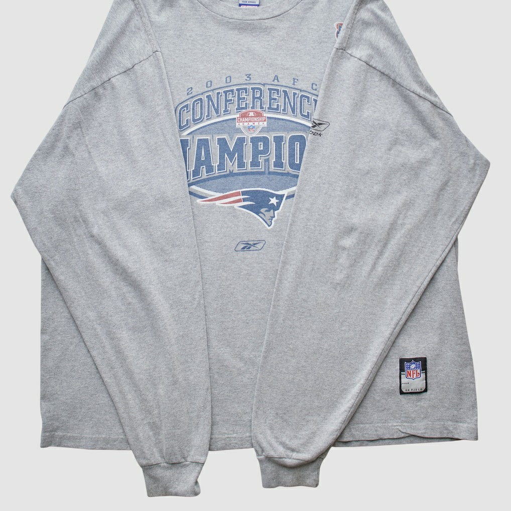New England Patriots Reebok 2003 Long Sleeve T-shirt Heather Gray Vintage | Fanatics