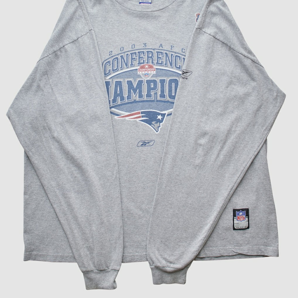 New England Patriots Reebok 2003 Long Sleeve T-shirt Heather Gray Vintage | Fanatics