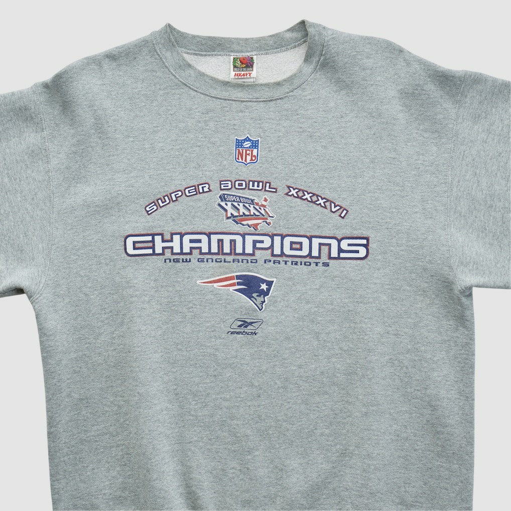 Super Bowl XXXVI Fruit of The Loom 2002 Pullover Sweatshirt Heather Gray Vintage | Fanatics