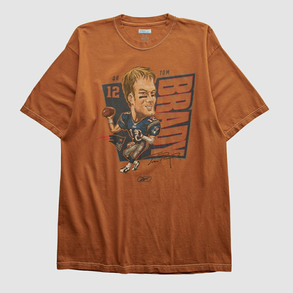 Tom Brady Reebok 2000s T-shirt Orange Vintage | Fanatics