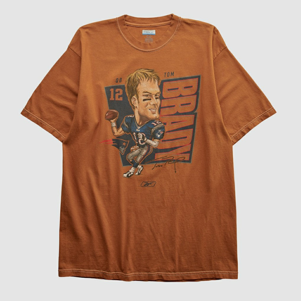Tom Brady Reebok 2000s T-shirt Orange Vintage | Fanatics