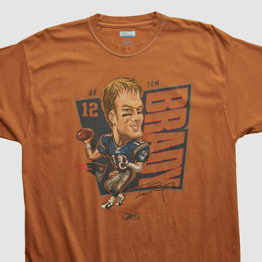 Tom Brady Reebok 2000s T-shirt Orange Vintage | Fanatics