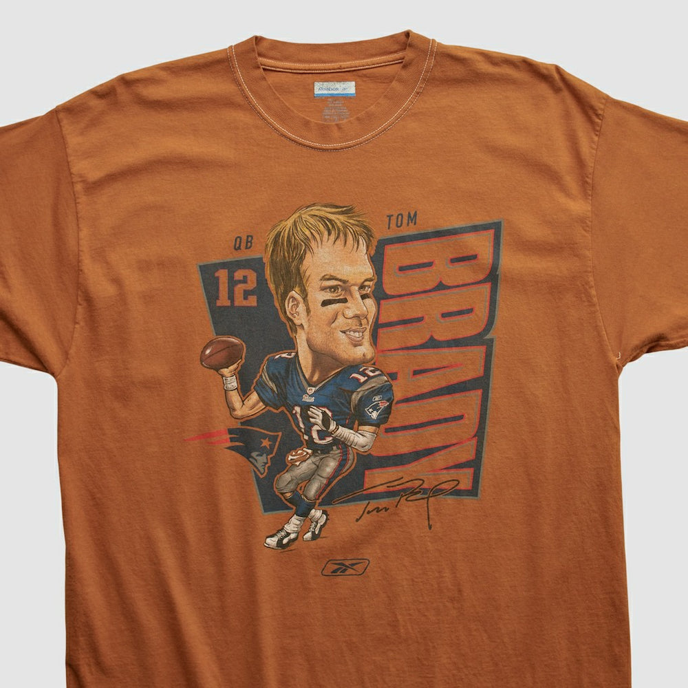 Tom Brady Reebok 2000s T-shirt Orange Vintage | Fanatics