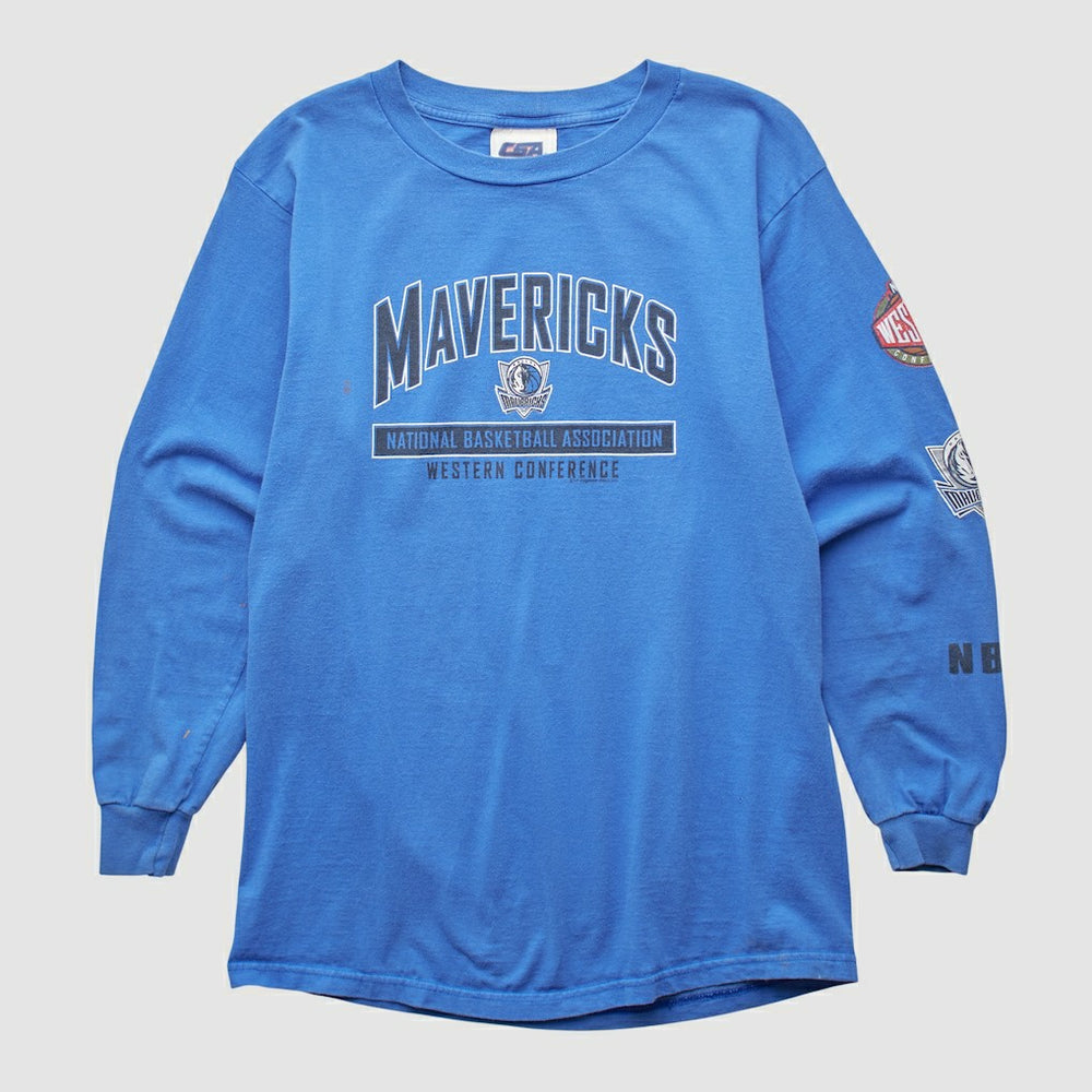 Dallas Mavericks CSA 2000s Long Sleeve T-shirt Blue Vintage - NBA