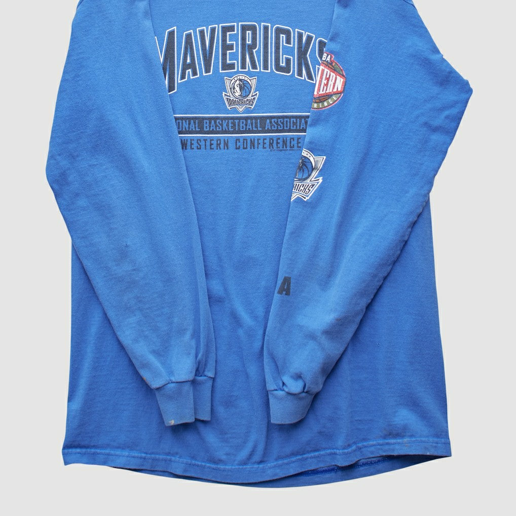 Dallas Mavericks CSA 2000s Long Sleeve T-shirt Blue Vintage - NBA