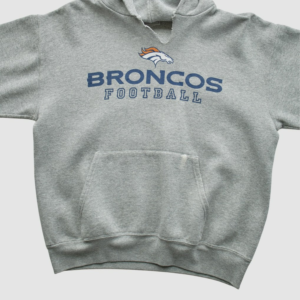 Denver Broncos NFL 2000s Hooded Pullover Sweatshirt Heather Gray Vintage | Fanatics