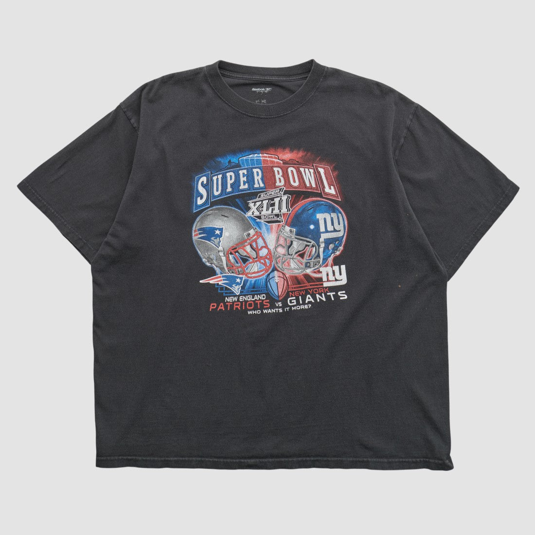 Super Bowl XLII Reebok 2008 T-shirt Black Vintage | Fanatics