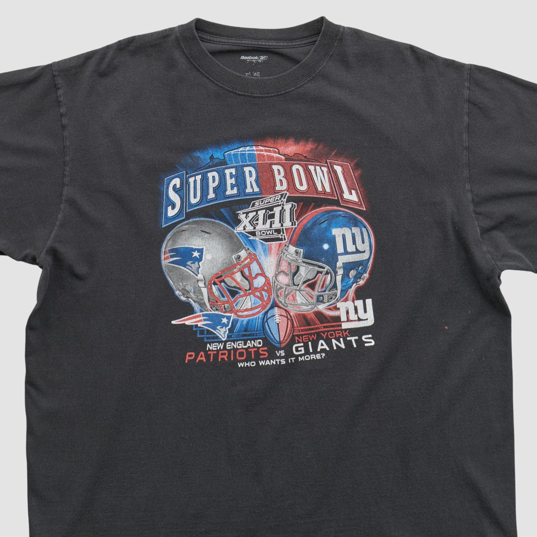 Super Bowl XLII Reebok 2008 T-shirt Black Vintage | Fanatics