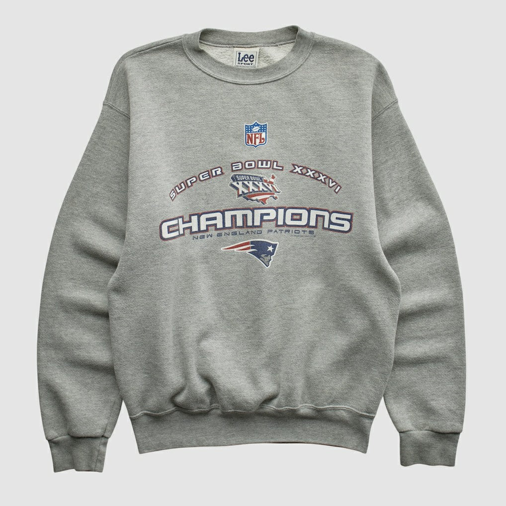 New England Patriots Lee Sport 2002 Pullover Sweatshirt Heather Gray Vintage | Fanatics