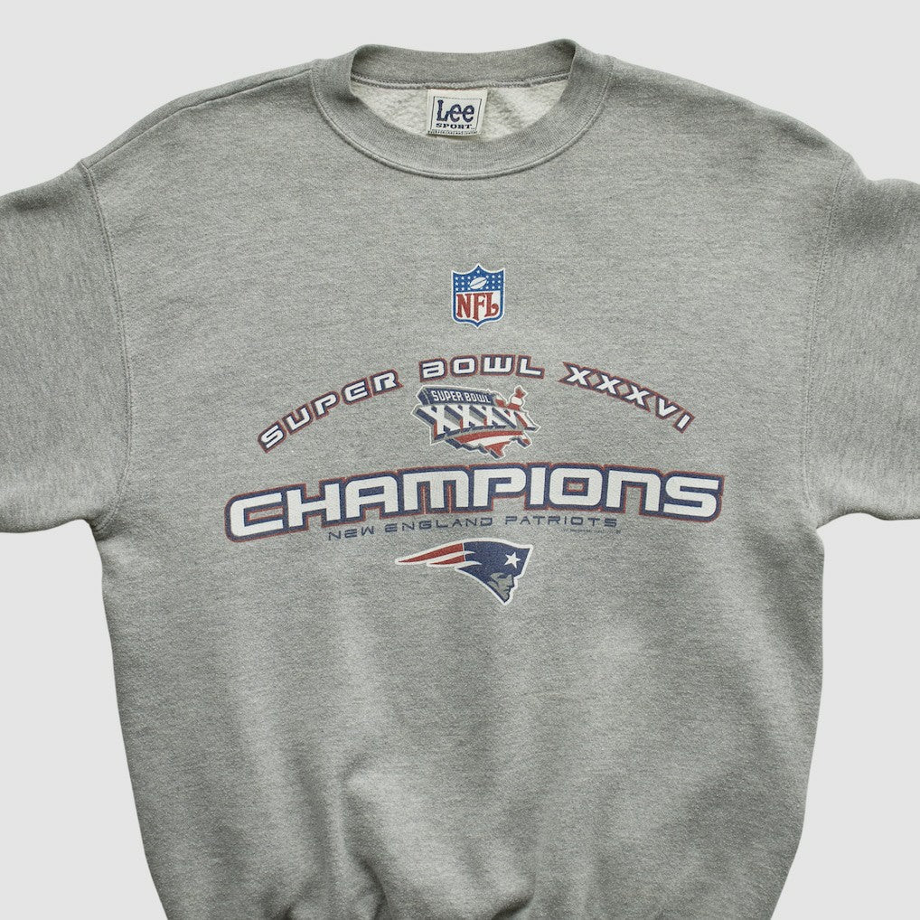 New England Patriots Lee Sport 2002 Pullover Sweatshirt Heather Gray Vintage | Fanatics
