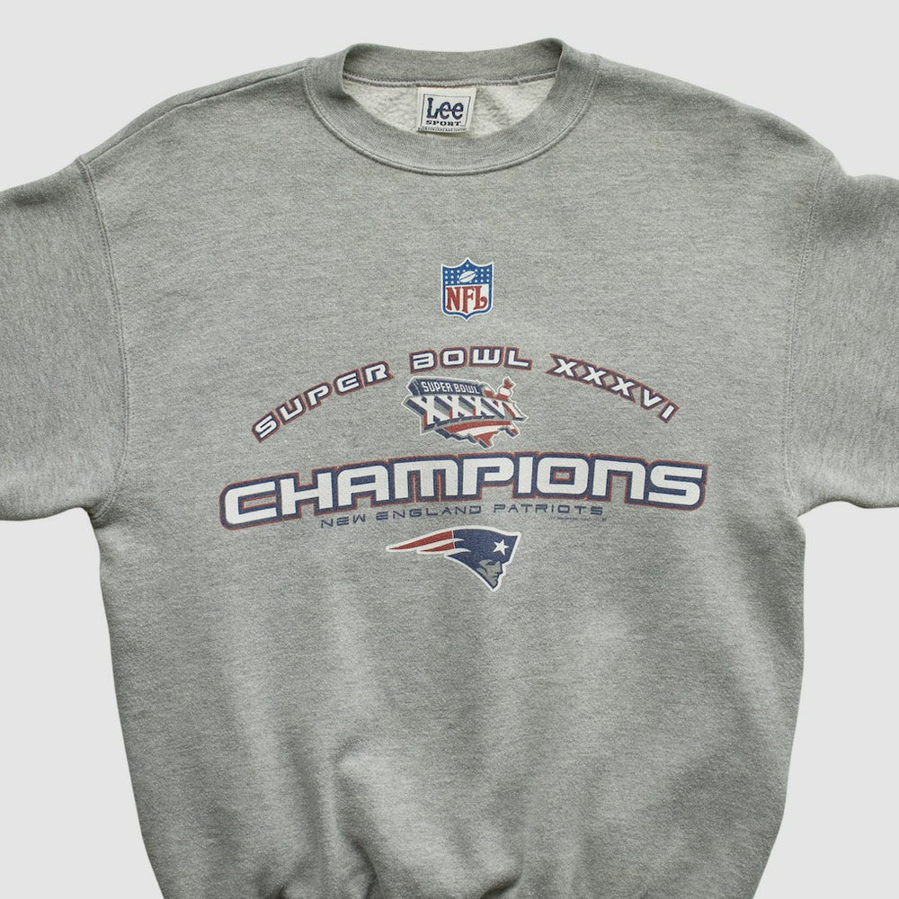 New England Patriots Lee Sport 2002 Pullover Sweatshirt Heather Gray Vintage | Fanatics