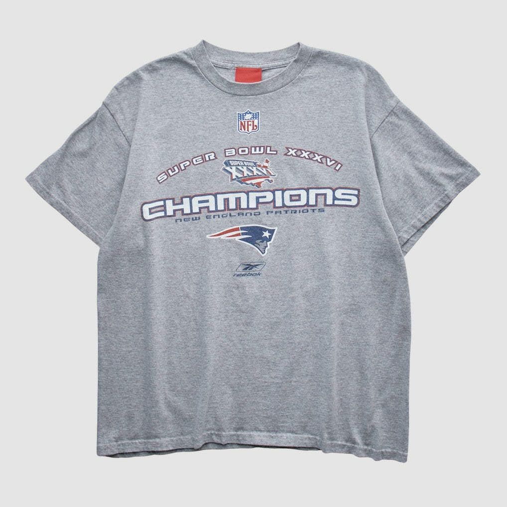 New England Patriots Reebok 2002 T-shirt Heather Gray Vintage | Fanatics