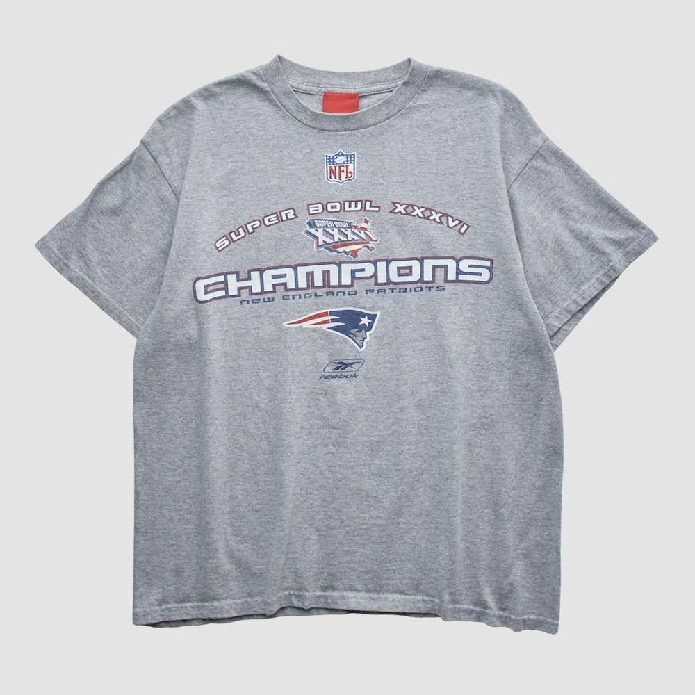 New England Patriots Reebok 2002 T-shirt Heather Gray Vintage | Fanatics