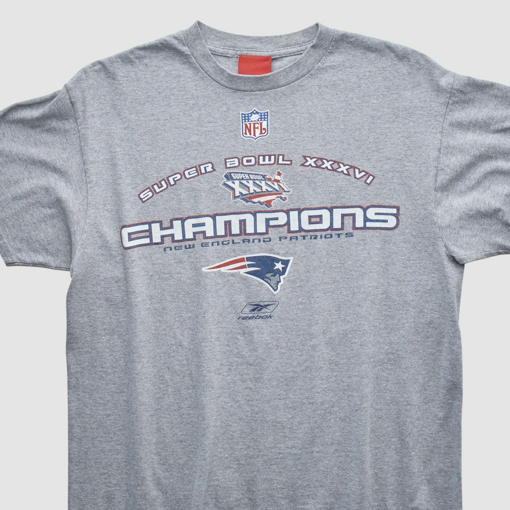 New England Patriots Reebok 2002 T-shirt Heather Gray Vintage | Fanatics