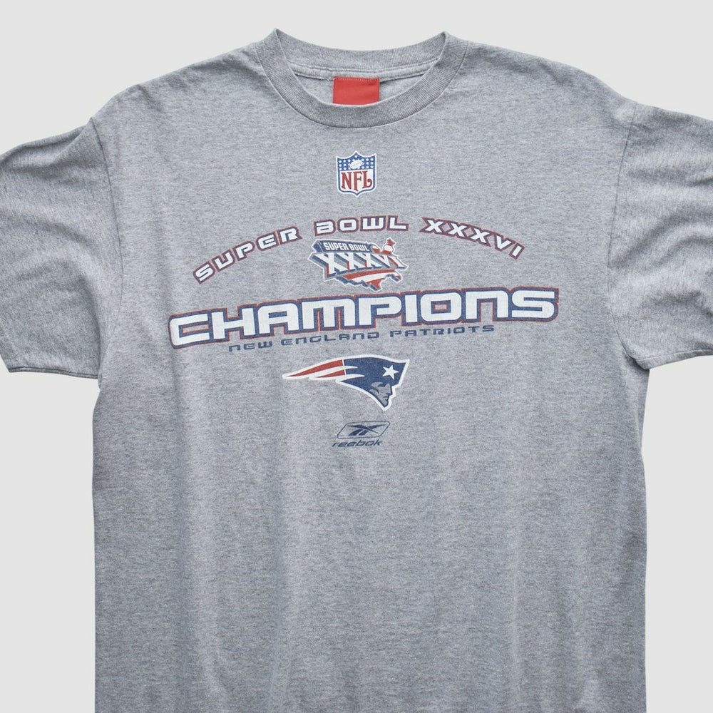 New England Patriots Reebok 2002 T-shirt Heather Gray Vintage | Fanatics
